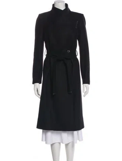 Pre-owned Ted Baker Wool Trench Coat In Black