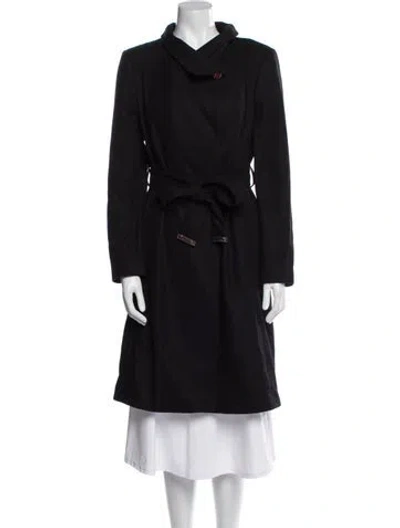 Pre-owned Ted Baker Wool Trench Coat In Black