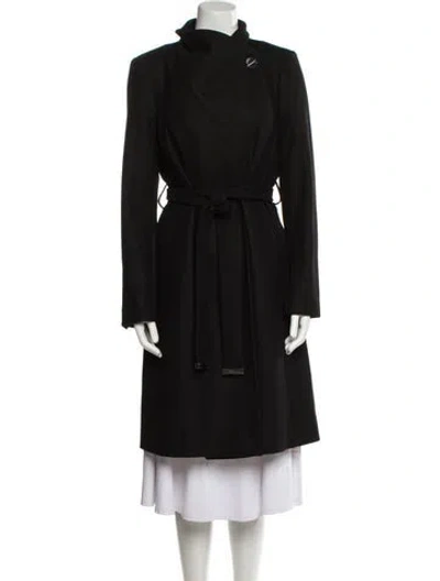 Pre-owned Ted Baker Wool Trench Coat In Black