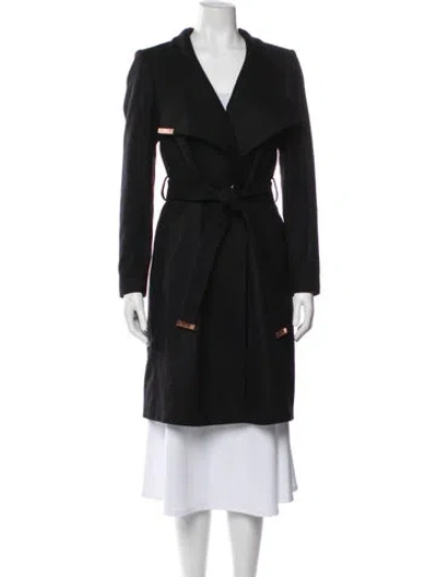 Pre-owned Ted Baker Wool Trench Coat In Black