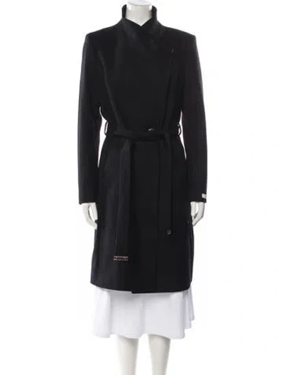 Pre-owned Ted Baker Wool Trench Coat In Blue