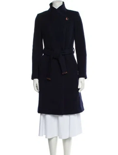 Pre-owned Ted Baker Wool Trench Coat In Blue