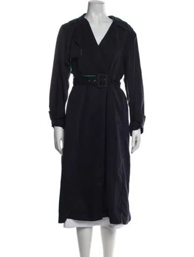 Pre-owned Ted Baker Wool Trench Coat In Blue