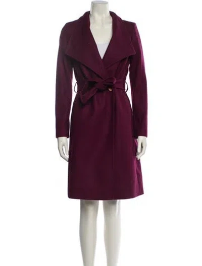 Pre-owned Ted Baker Wool Trench Coat In Burgundy