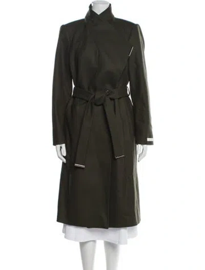 Pre-owned Ted Baker Wool Trench Coat In Green