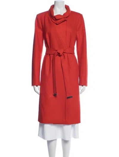 Pre-owned Ted Baker Wool Trench Coat In Orange