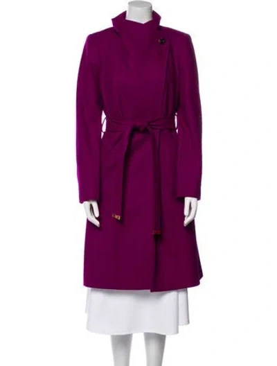 Pre-owned Ted Baker Wool Trench Coat In Purple