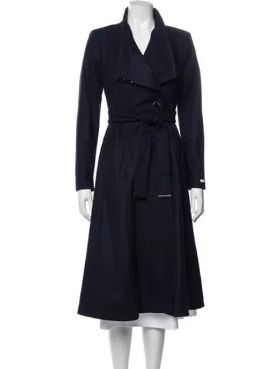 Pre-owned Ted Baker Wool Trench Coat W/ Tags In Blue