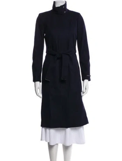 Pre-owned Ted Baker Wool Trench Coat W/ Tags In Blue