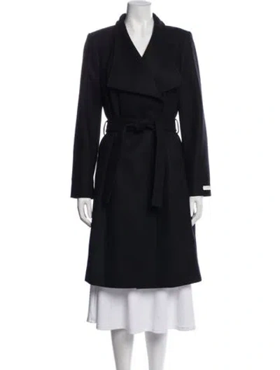 Pre-owned Ted Baker Wool Trench Coat W/ Tags In Blue