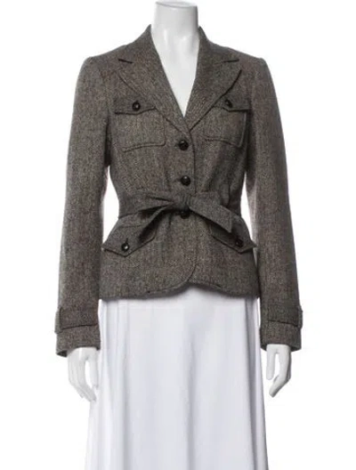 Pre-owned Ted Baker Wool Tweed Pattern Blazer In Brown