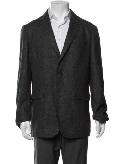 Pre-owned Ted Baker Wool Tweed Pattern Blazer In Burgundy