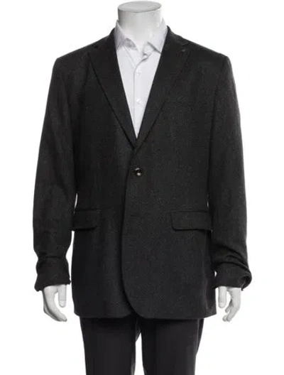 Pre-owned Ted Baker Wool Tweed Pattern Blazer In Gray