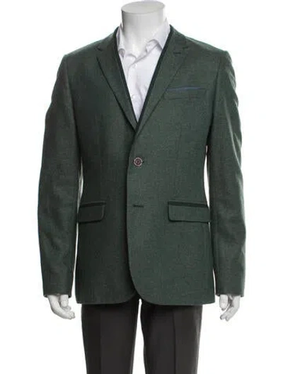 Pre-owned Ted Baker Wool Tweed Pattern Blazer In Green