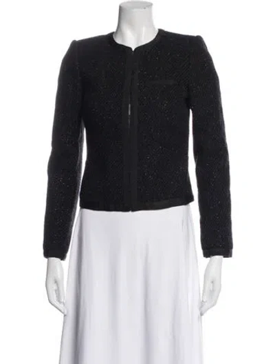 Pre-owned Ted Baker Wool Tweed Pattern Jacket In Black