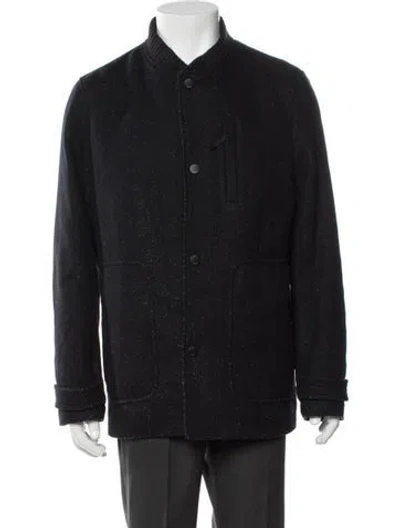 Pre-owned Ted Baker Wool Tweed Pattern Jacket In Black