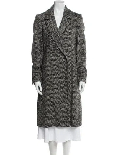 Pre-owned Ted Baker Wool Tweed Pattern Peacoat In Black