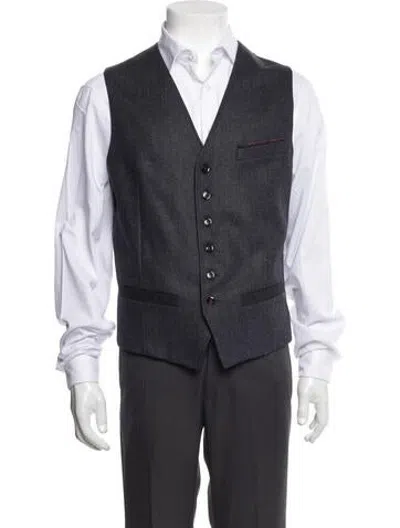 Pre-owned Ted Baker Wool Tweed Pattern Suit Vest In Blue