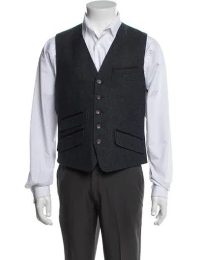 Pre-owned Ted Baker Wool Tweed Pattern Suit Vest In Grey