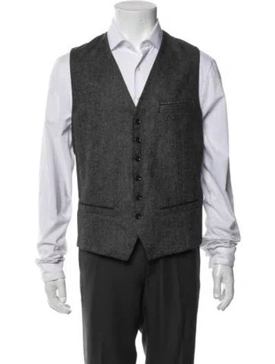 Pre-owned Ted Baker Wool Tweed Pattern Suit Vest In Grey