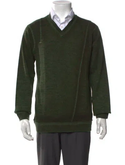 Pre-owned Ted Baker Wool V-neck Pullover W/ Tags In Green