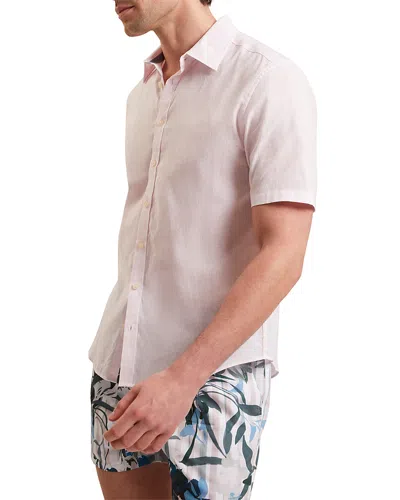 Ted Baker Wryte Linen & Cotton Short Sleeve Shirt In Pink