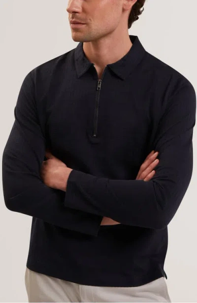 Ted Baker Wyther Quarter Zip Polo In Black