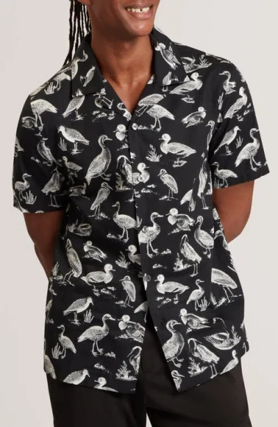 Ted Baker Yamal Regular Fit Duck Pattern Shirt In Black
