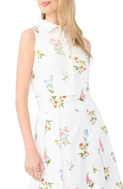 Ted Baker York Floral Button-up Crop Top In White