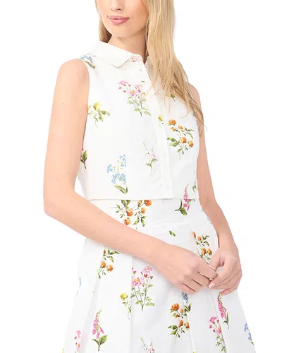Ted Baker York Floral Button-up Crop Top In White