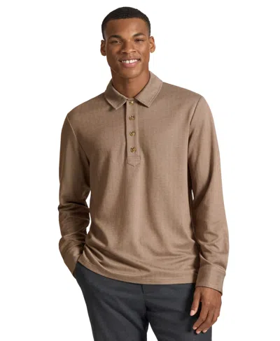 Ted By Ted Baker Men's Clapham Long-sleeve Herringbone Classic-fit Polo Shirt In Multi