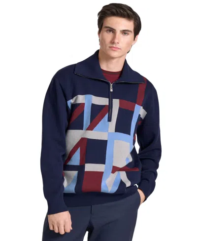 Ted By Ted Baker Men's Hanover Quarter-zip Geometric Long-sleeve Sweater In Multi