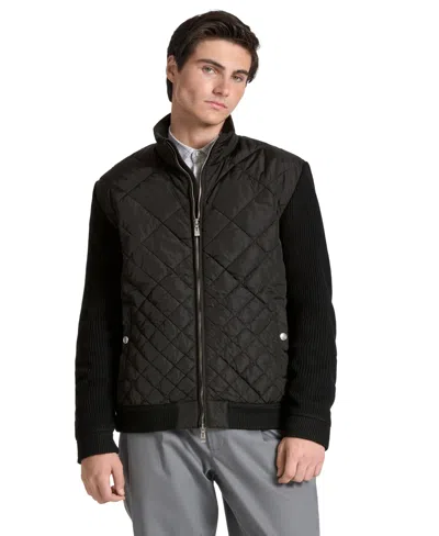 Ted By Ted Baker Men's Holborn Quilted Sweater Zip-front Jacket In Black