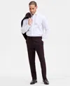 Ted By Ted Baker Men's Modern-fit Stretch Bordeaux Wool-blend Suit Separate Pants In Red