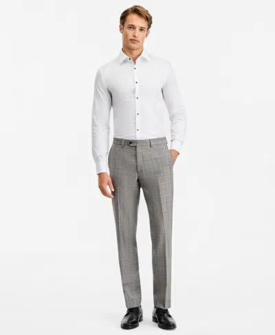 Ted By Ted Baker Men's Modern-fit Gray & Wine Plaid Suit Separate Pants