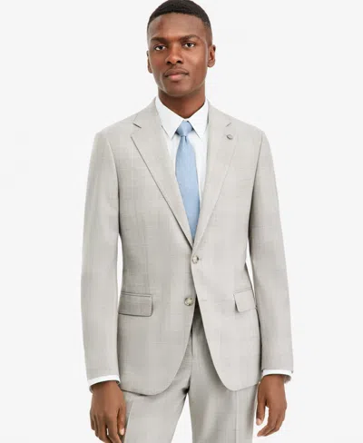 Ted By Ted Baker Men's Modern-fit Gray Plaid Suit Separate Jacket In Silver,grey
