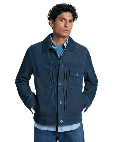 Ted By Ted Baker Men's Suede Trucker Jacket In Navy