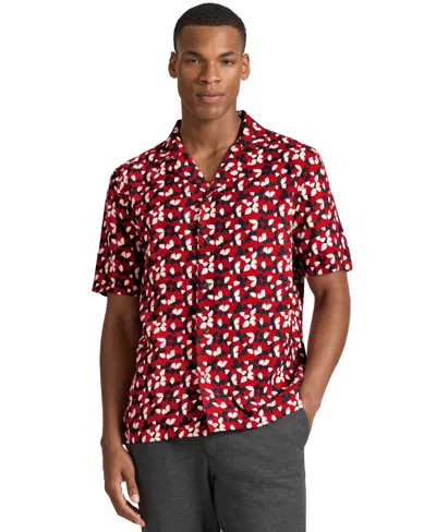 Ted By Ted Baker Mens Warwick Floral Short Sleeve Camp Shirt Grosvenor Short Sleeve Crewneck Sweater Hampstead Modern In Red