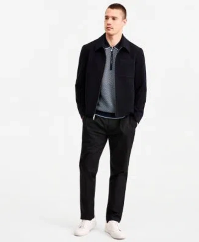 Ted By Ted Baker Mens Wool Blend Jacket Wilton Quarter Zip Short Sleeve Sweater Polo Shirt Hampstead Modern Fit Chino In Black