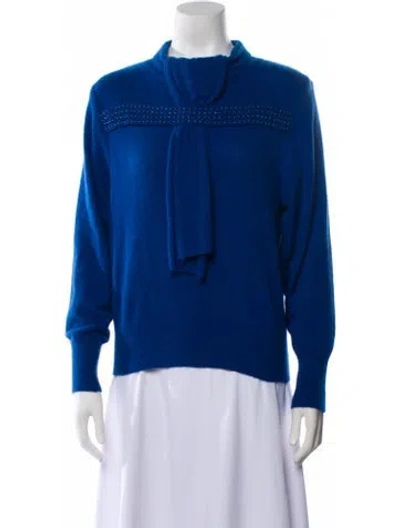 Pre-owned Ted Lapidus Angora Mock Neck Sweater In Blue