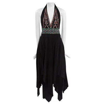 Pre-owned Ted Lapidus Couture Halterneck Midi Dress In Black