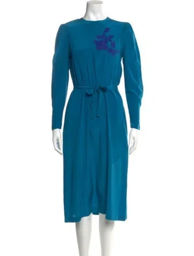 Pre-owned Ted Lapidus Crew Neck Midi Length Dress In Blue