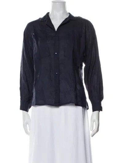 Pre-owned Ted Lapidus Long Sleeve Button-up Top In Blue