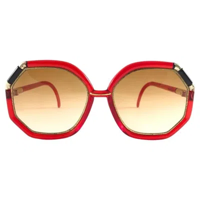 Pre-owned Ted Lapidus New Vintage  Paris Tl Black Red & Gold 1970 Sunglasses