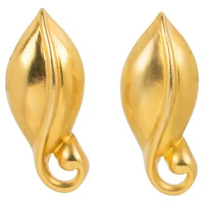 Pre-owned Ted Lapidus Paris Gilded Metal Volute Clip-on Earrings In Multi