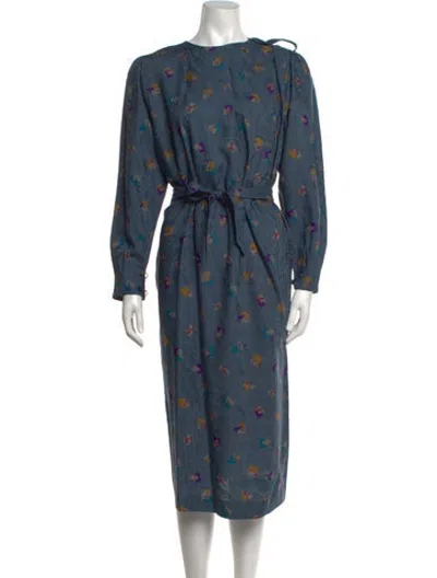 Pre-owned Ted Lapidus Printed Long Dress In Blue