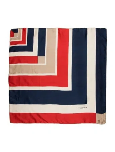 Pre-owned Ted Lapidus Silk Colorblock Pattern Bandana In Blue