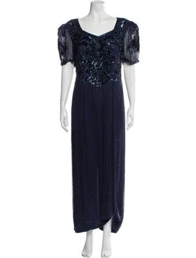Pre-owned Ted Lapidus Silk Long Dress In Blue