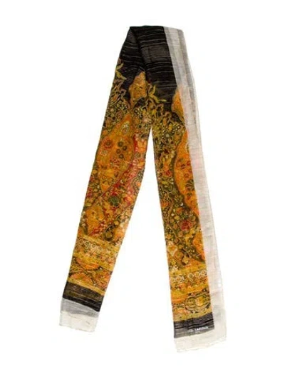 Pre-owned Ted Lapidus Silk Paisley Print Scarf In Neutral