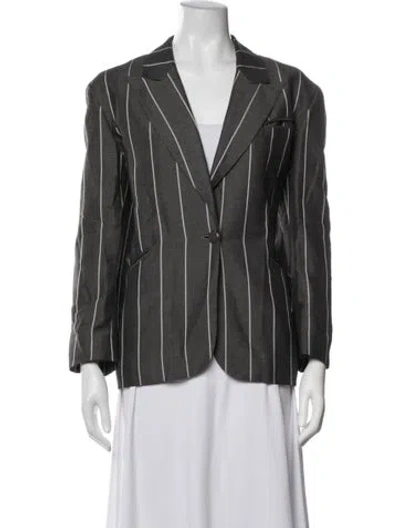 Pre-owned Ted Lapidus Striped Blazer In Grey